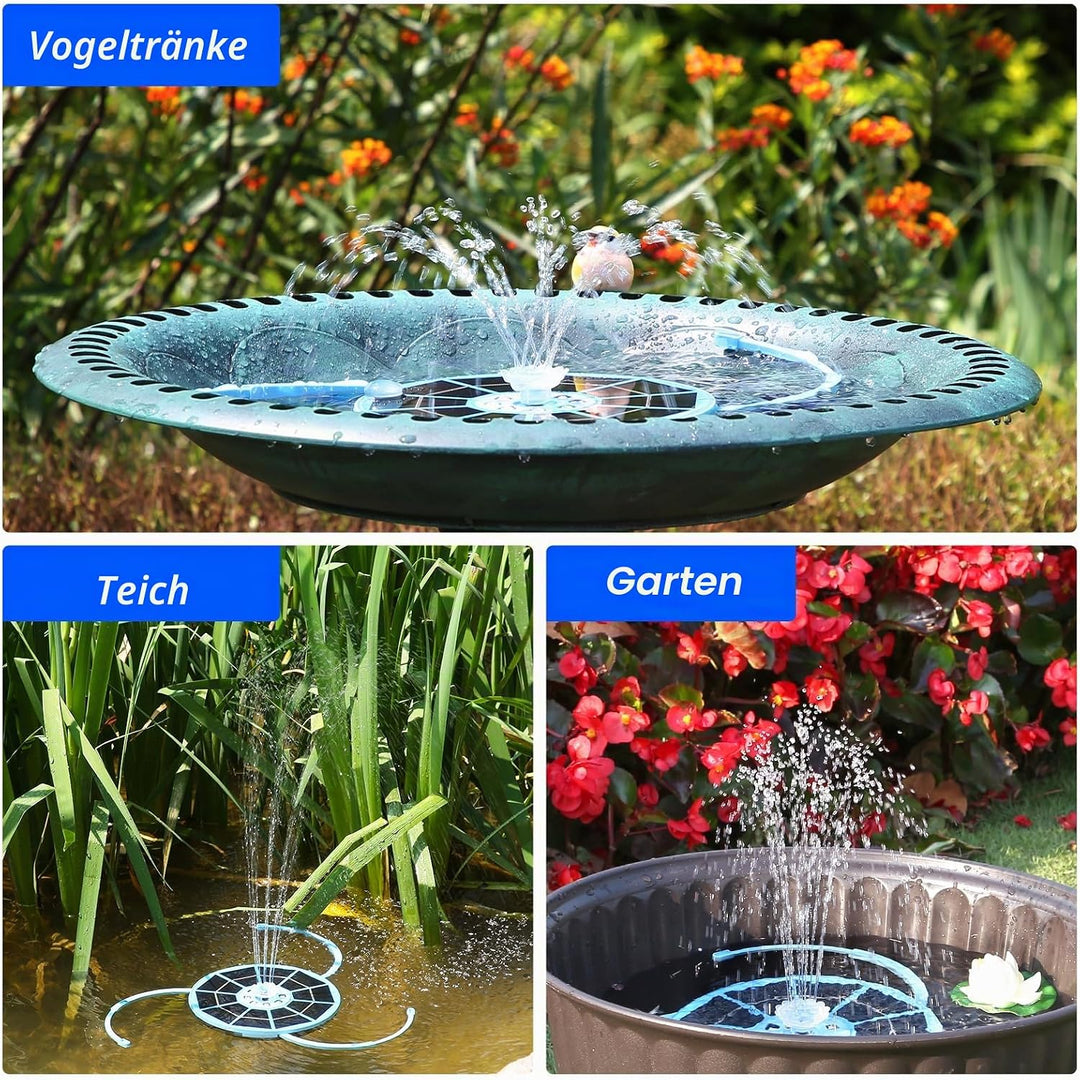 AISITIN LED Solar Springbrunnen für Aussen mit 3000mAh, 3,5W Solar Schwimmender Fontäne Pumpe mit Ve