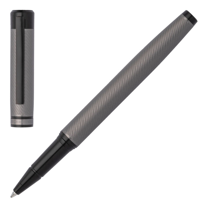 Hugo Boss Tintenroller Filament Gun aus Messing in der Farbe Grau mit einer Länge von 14,3cm, Tinten