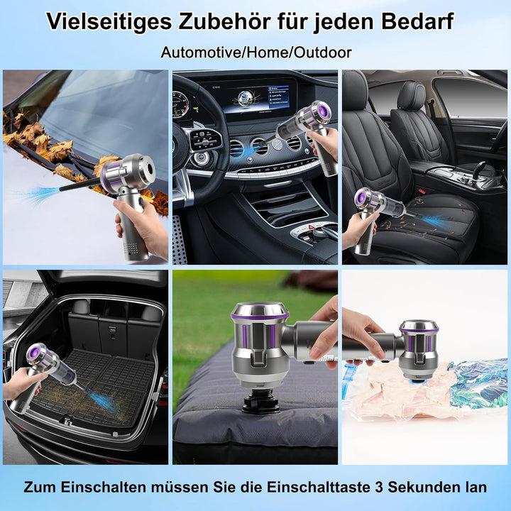 GuKKK 4-in-1 Akku-Handstaubsauger, 16000 Pa Mini-Staubsauger, kabellos, tragbar, mit 2 Filtern, bürs