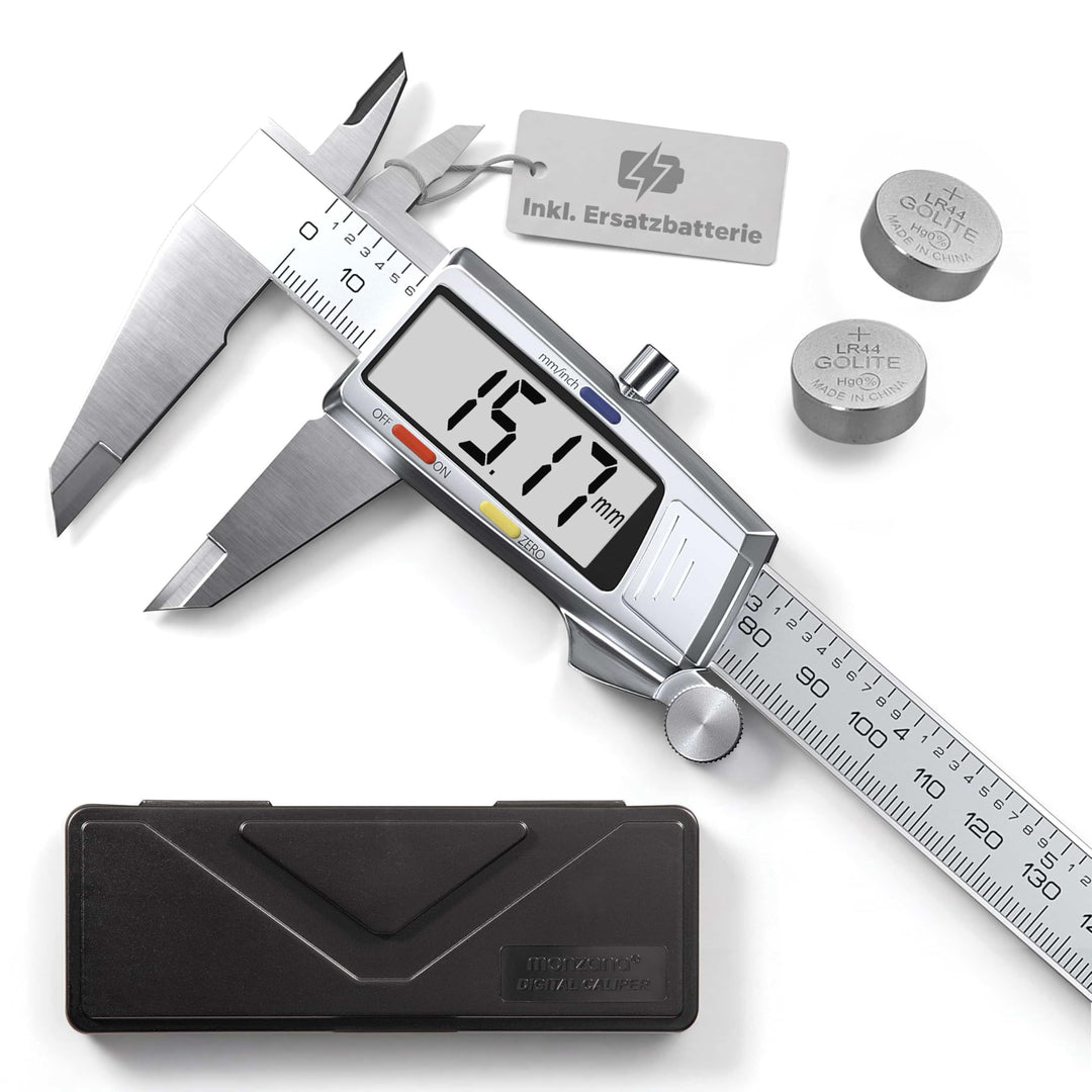 MONZANA® Messschieber Digital Edelstahl 150mm LCD Display Aufbewahrungsbox Ersatzbatterie Schieblehr