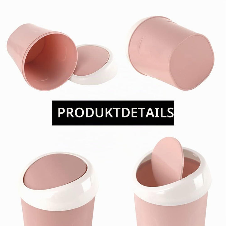 3 Stücke Mini Mülleimer, QLFJ-FurDec Tischmülleimer mit Schwingdeckel mit 6 Rollen Müllsäcke, Kompak