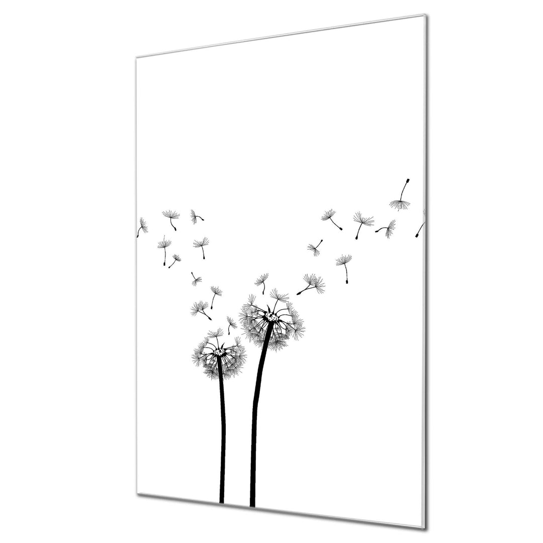 banjado® Glas Magnettafel mit 4 Magneten - Magnetwand 40x60cm mit Motiv Pusteblume 2 - Memoboard/Pin