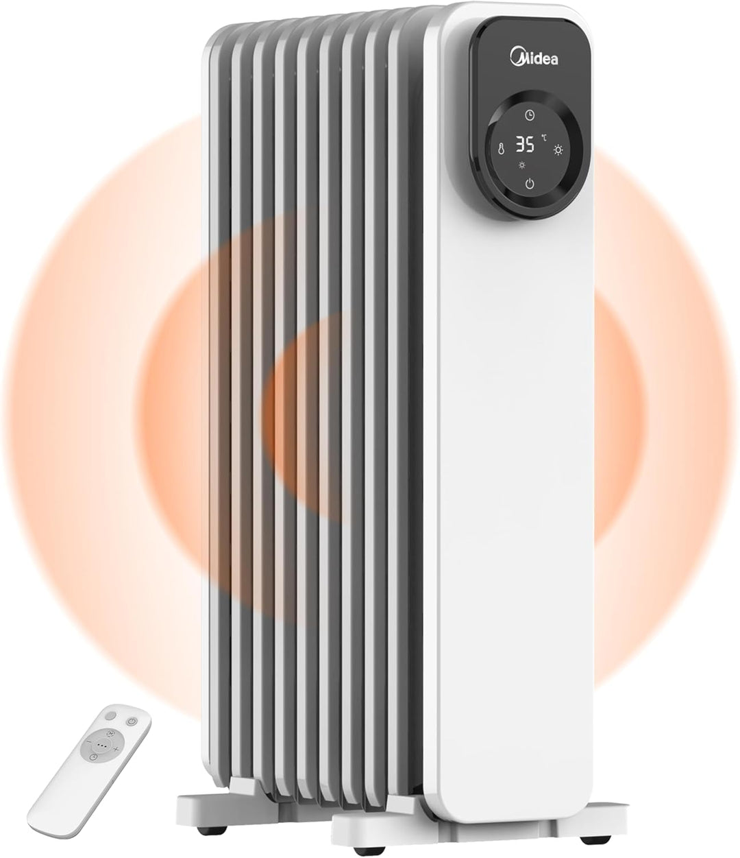 Midea NY2009-24UR Ölradiator, Mobile Elektroheizung 9 Rippenmit Fernbedienung und LED Touchscreen，Ra