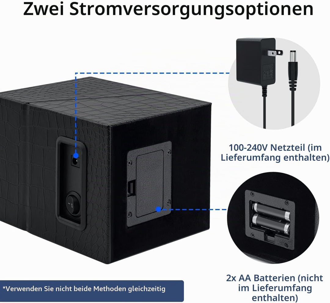 Mcbazel Uhrenbeweger für Automatikuhren, Uhrenbewegerbox PU Leder Karbonfaser Uhrengehäuse mit EU St