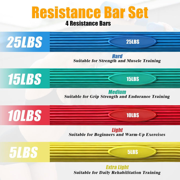 Frutilexia 4 Stück Therapy Bar, Tennisarm Therapie Bar, Flexible Widerstand Bar, Flexibler Übungssta