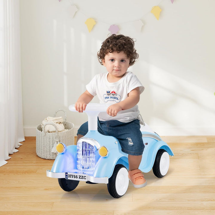 COSTWAY Rutschauto, klassisches Rutschfahrzeug mit Lenkrad & Hupe & LED-Scheinwerfer, Kinderfahrzeug