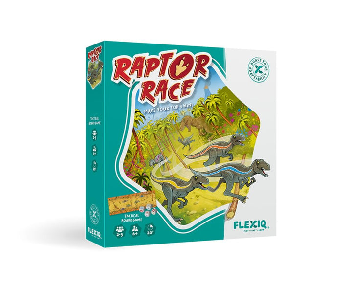 FlexiQ Raptor Race - Gesellschaftsspiele ab 7 Jahren | Spiele für 2 Personen | Reisespiele Erwachsen
