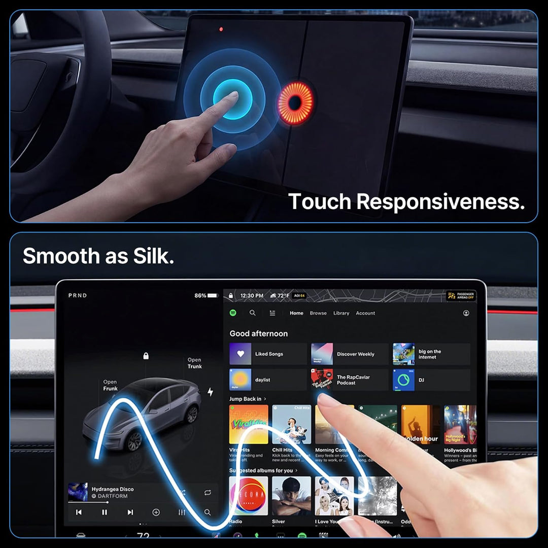 16" + 8" Displayschutzfolie für Tesla Model Y Juniper 2026, 9H Hartglas, Anti-Fingerprint, Kratzfest