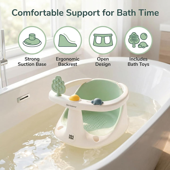 Bebamour Baby Badesitz 6 Monate+ Kind Badewanne Rutschfester Badesessel,Wasserkanne