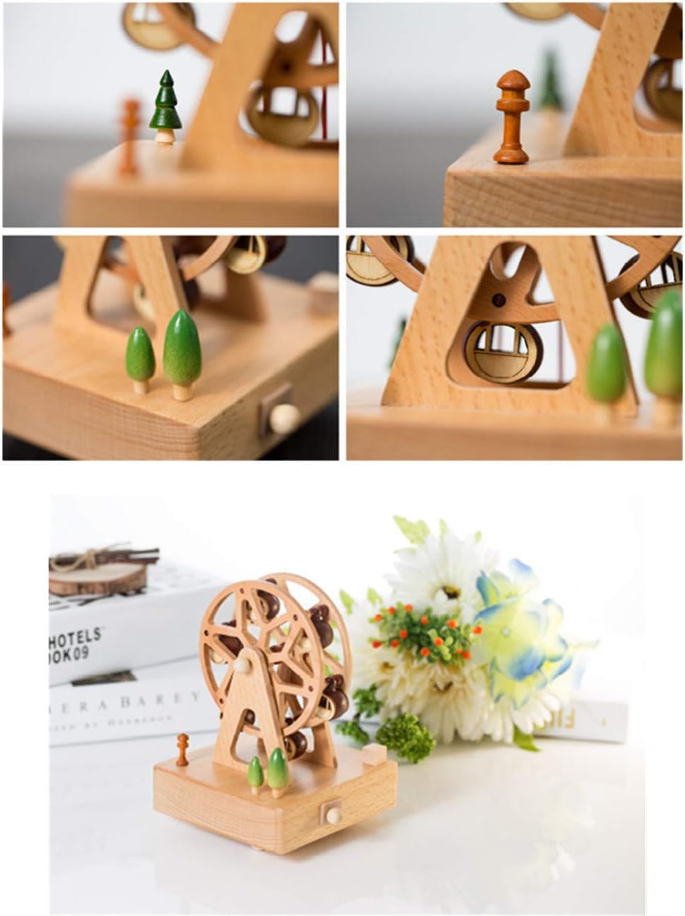 Chonor Innovative Szene aus Holz Spieluhr, Premier Spieluhr Handkurbel Handwerk Reine Hand-klassisch
