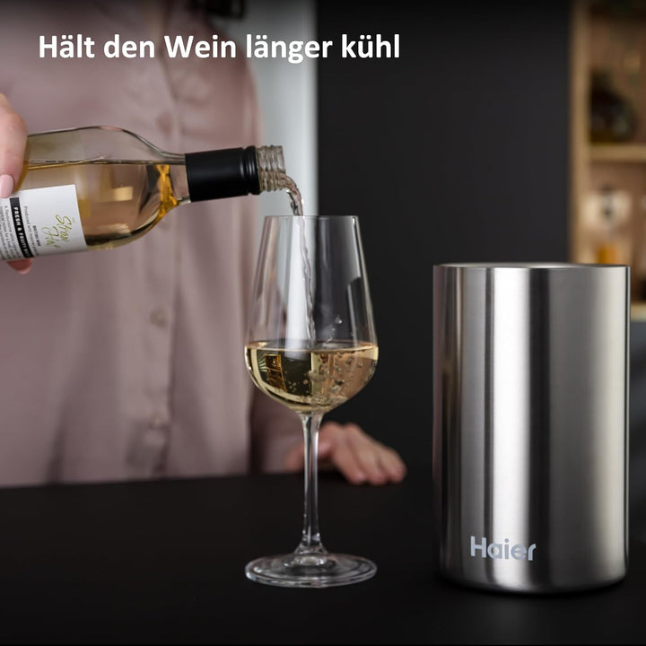 Haier Flaschenkühler Premium Collection I Weinkühler aus rostfreiem Edelstahl, spülmaschinenfest I S