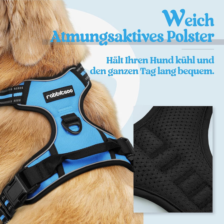 rabbitgoo Hundegeschirr Mittelgrosse Hunde, Anti Zug Geschirr mit Kontrolle, No Pull Verstellbar Hun