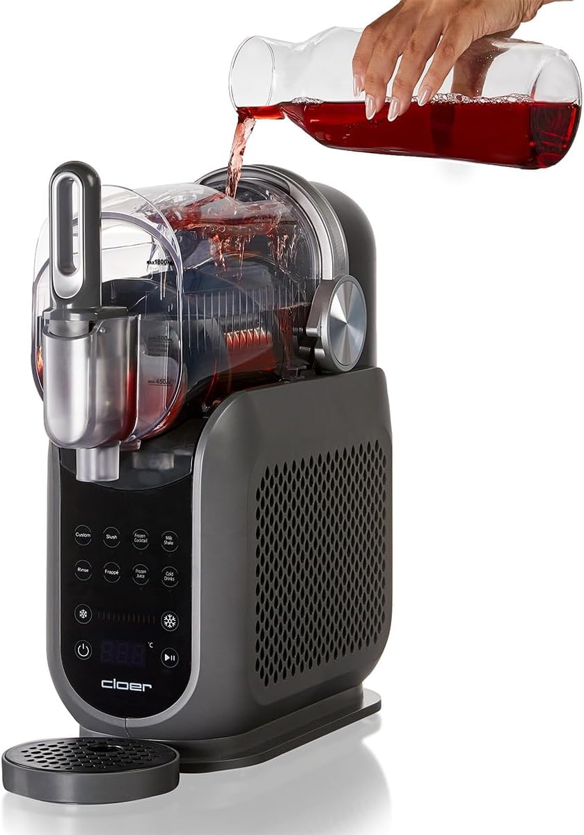 Cloer 9960 Slush Eis Maschine für bis zu 2,5 Liter, 6 Einstellungen, Slush Ice, Frozen Cocktail, Mil