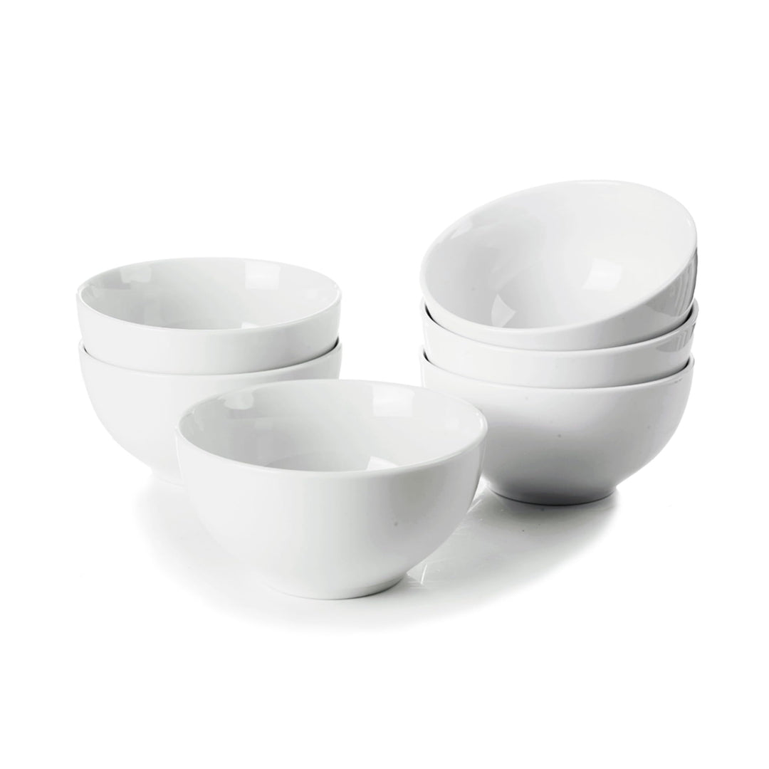 WishDeco Reisschalen 6er-Set, 300 ml Porzellan Schalen, Weisse Schalen für Suppe, Reis &amp; Dessert, Sp