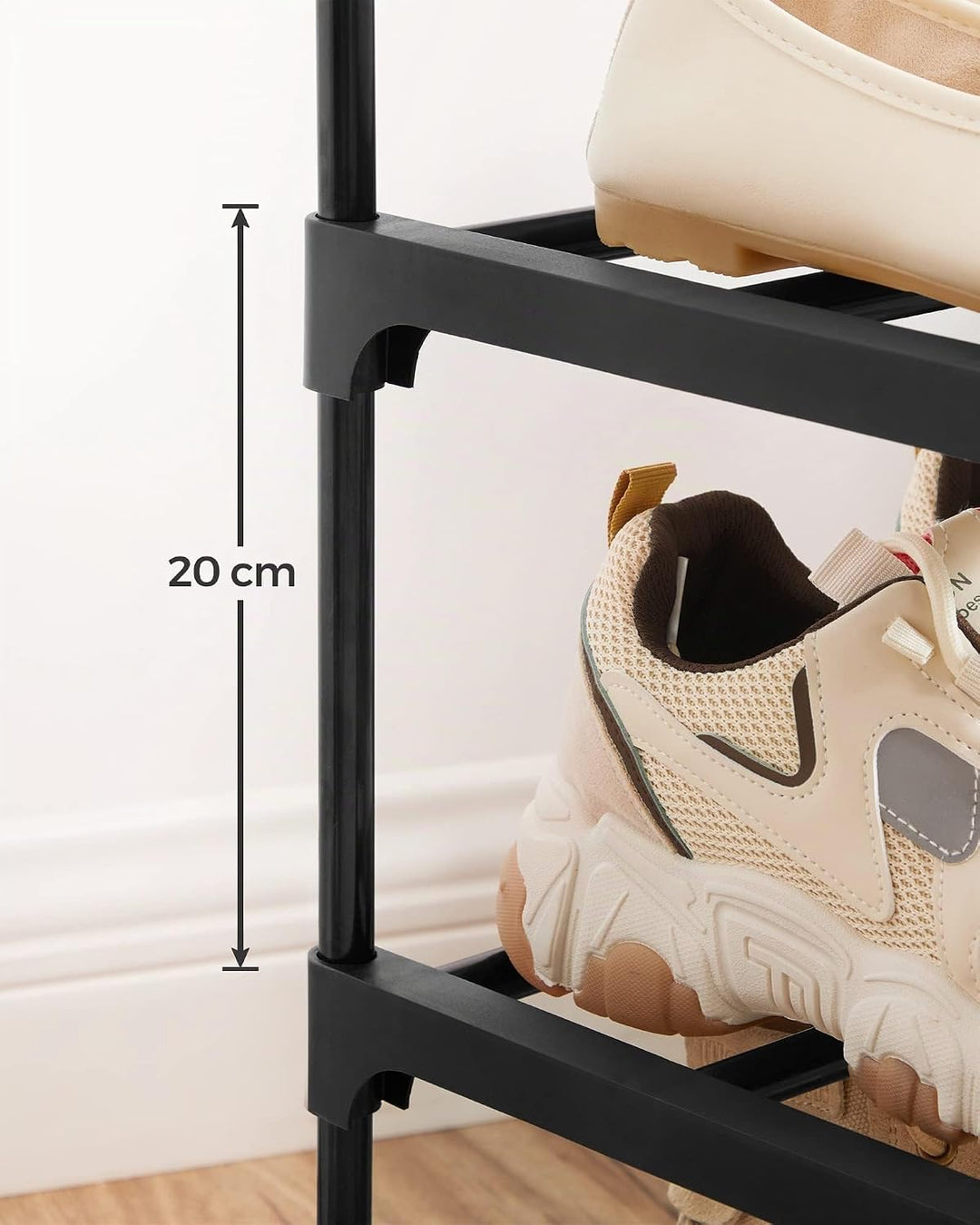 SONGMICS Schuhregal 3 Ebenen, 2er Set, Schuhständer Metall, Schuhaufbewahrung, pro Schuh-Organizer f