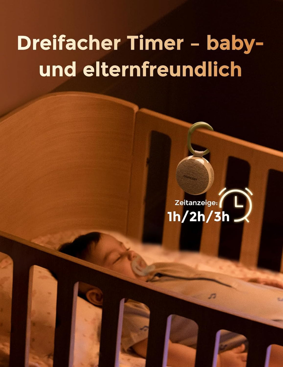 Momcozy WN06 Tragbare White Noise Machine Baby mit Nachtlicht – Weisses Rauschen Gerät für Neugebore