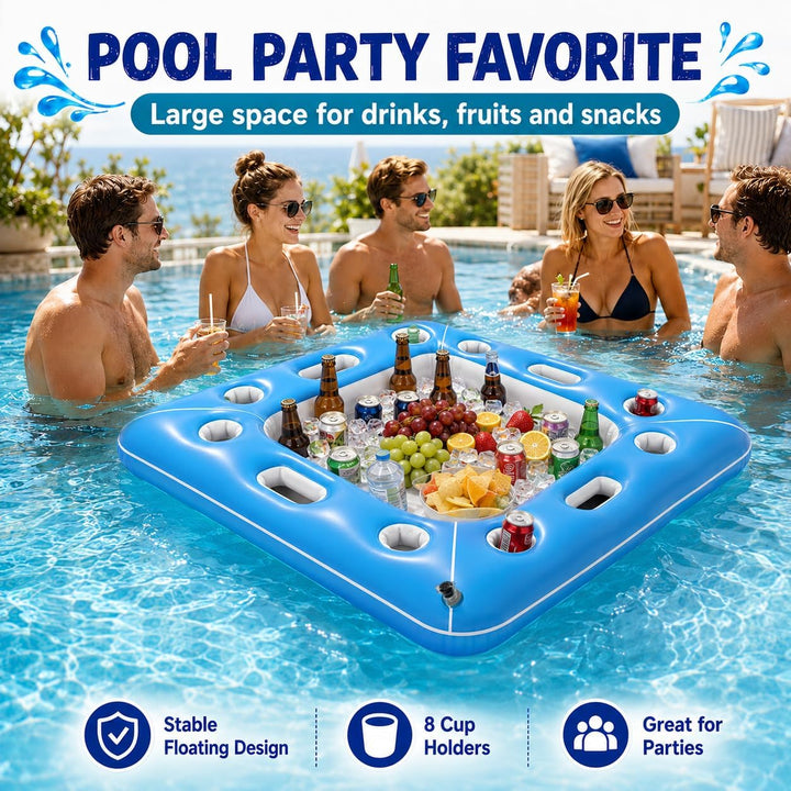 Luftmatratze mit Getränkehalter, Shyllin Tanning Pool, Pool Spielzeug | Für Poolpartys, Mit Kartensp