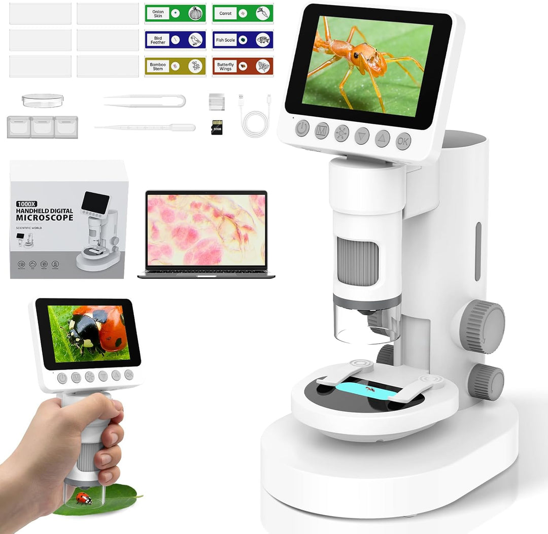 USCAMEL 1000X Digital Mikroskop für Kinder: 4K 3.5" Bildschirm Wiederaufladbar USB Mikroskope Scienc