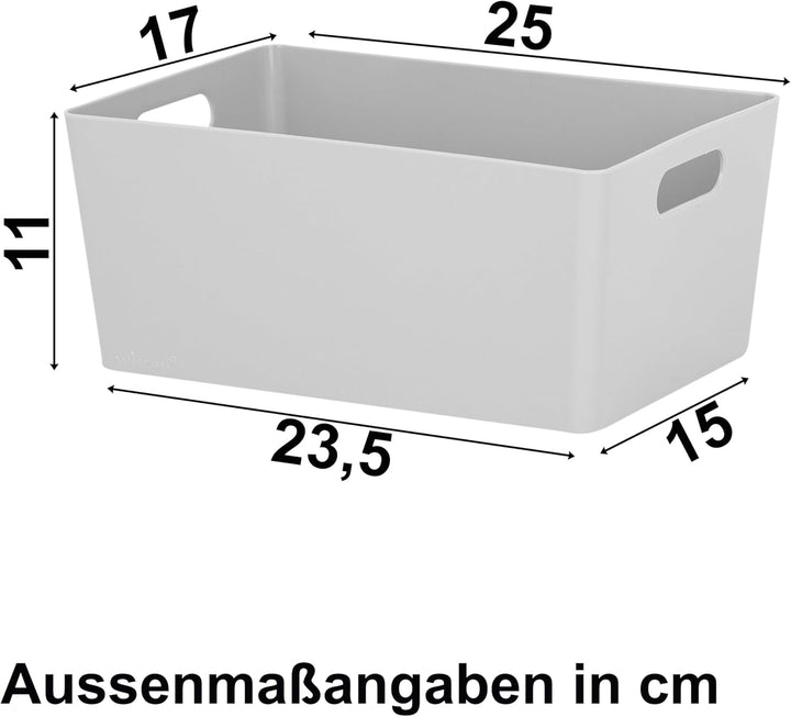 3x Ordnungsboxen - 11 cm hoch - GRAU - 25x17x11cm - 3,9 Liter - DINA5 - Ordnungskorb - Schubladenorg