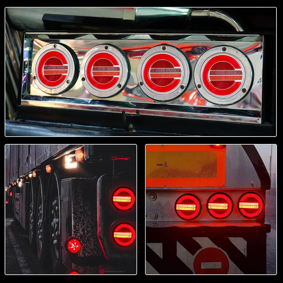 AOHEWEI 2 Stück LED-Anhänger-Rückleuchten 12 V/24 V, rund wasserdicht Rücklicht Brems-Blinker Reflek