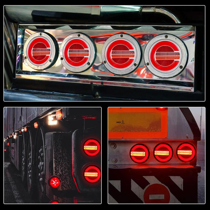 AOHEWEI 2 Stück LED-Anhänger-Rückleuchten 12 V/24 V, rund wasserdicht Rücklicht Brems-Blinker Reflek