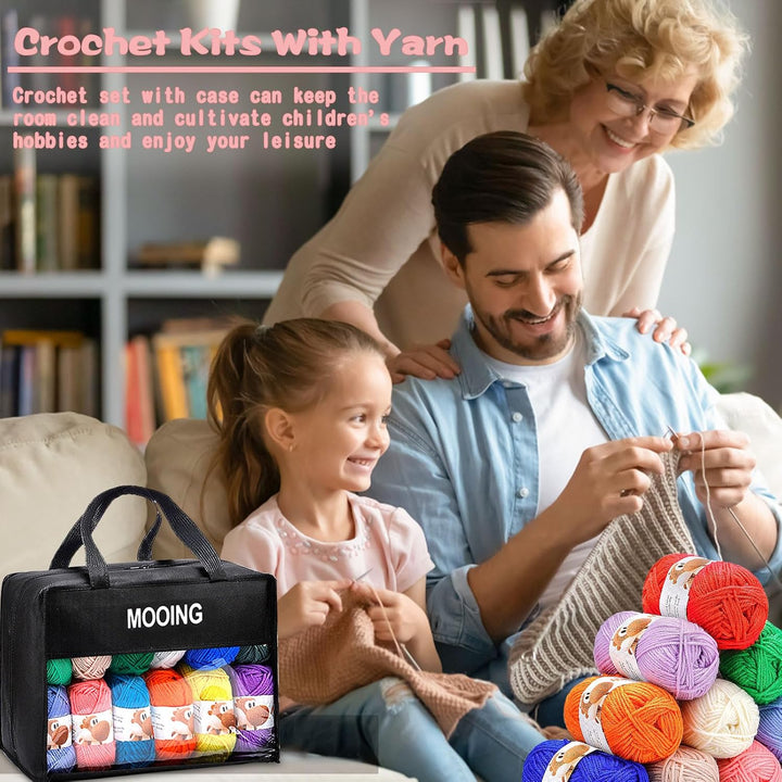 MZJAUVF Acrylwolle Set, 24 Farben Wolle Set, Baumwolle Wolles mit 2 Häkelnadeln, 40g Baumwollgarn, W