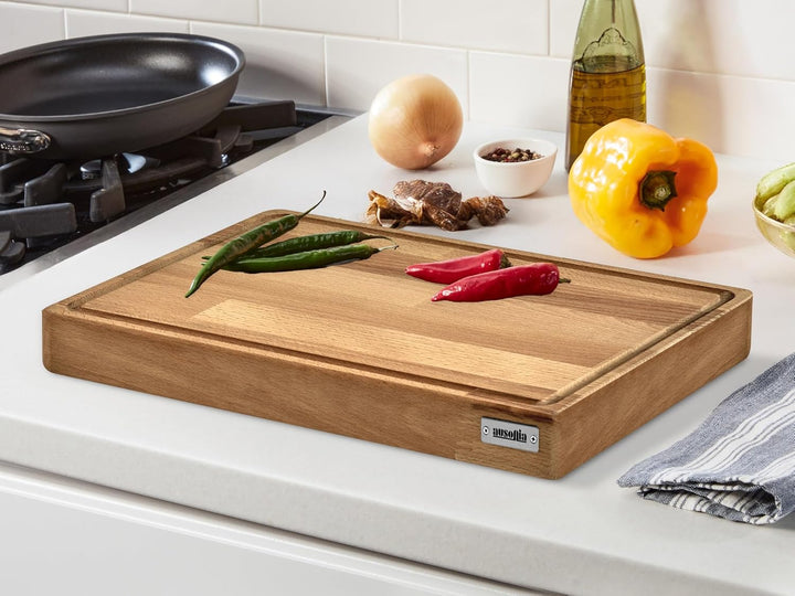 AUSONIA - 66440 FLEISCHER SCHNEIDEBRETT BUCHENHOLZ SCHNEIDEBRETT 40x25x4 MIT MIT GUMMIFÜSSEN