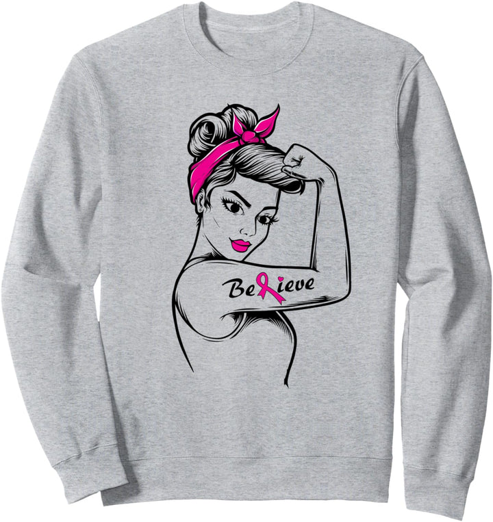 Believe Brustkrebs-Bewusstseins-Band mit rosa Band Sweatshirt