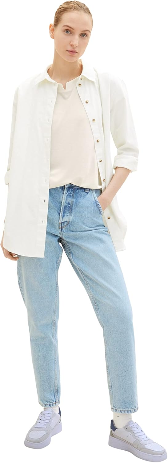 TOM TAILOR Damen T-Shirt aus Viskose im Blusen-Style XXS 10315 - Whisper White, XXS 10315 - Whisper