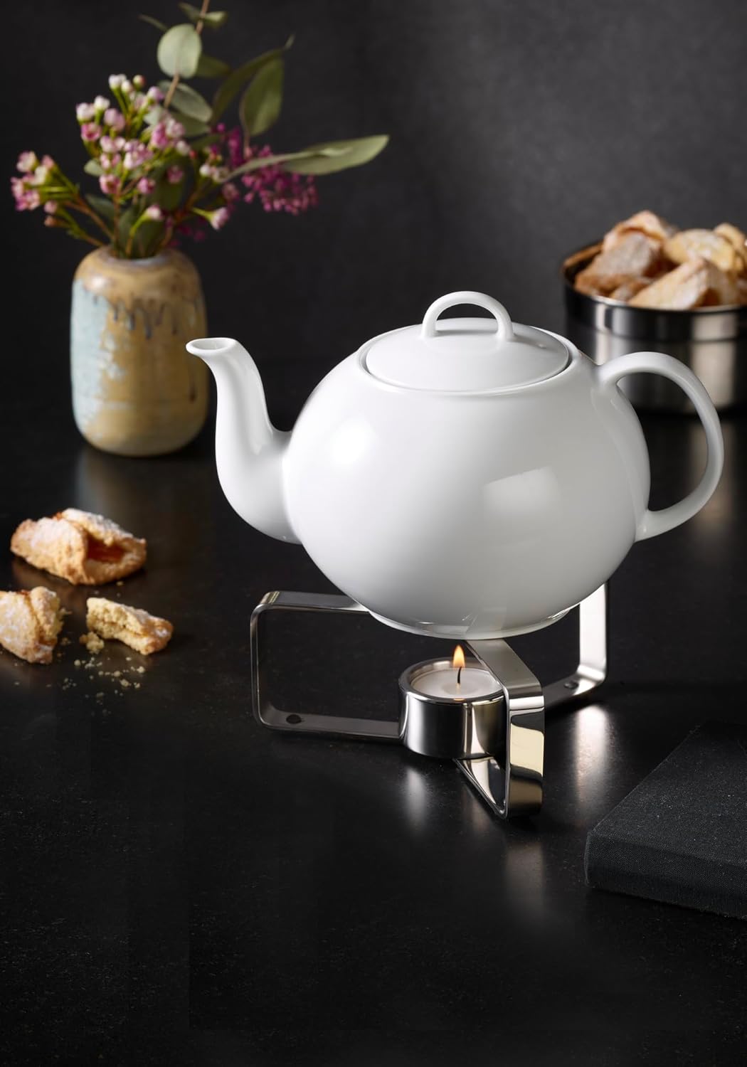 RÖSLE Stövchen, Hochwertiger Teewärmer mit rutschfesten Gummifüssen, Edelstahl 18/10, Standard Teeli