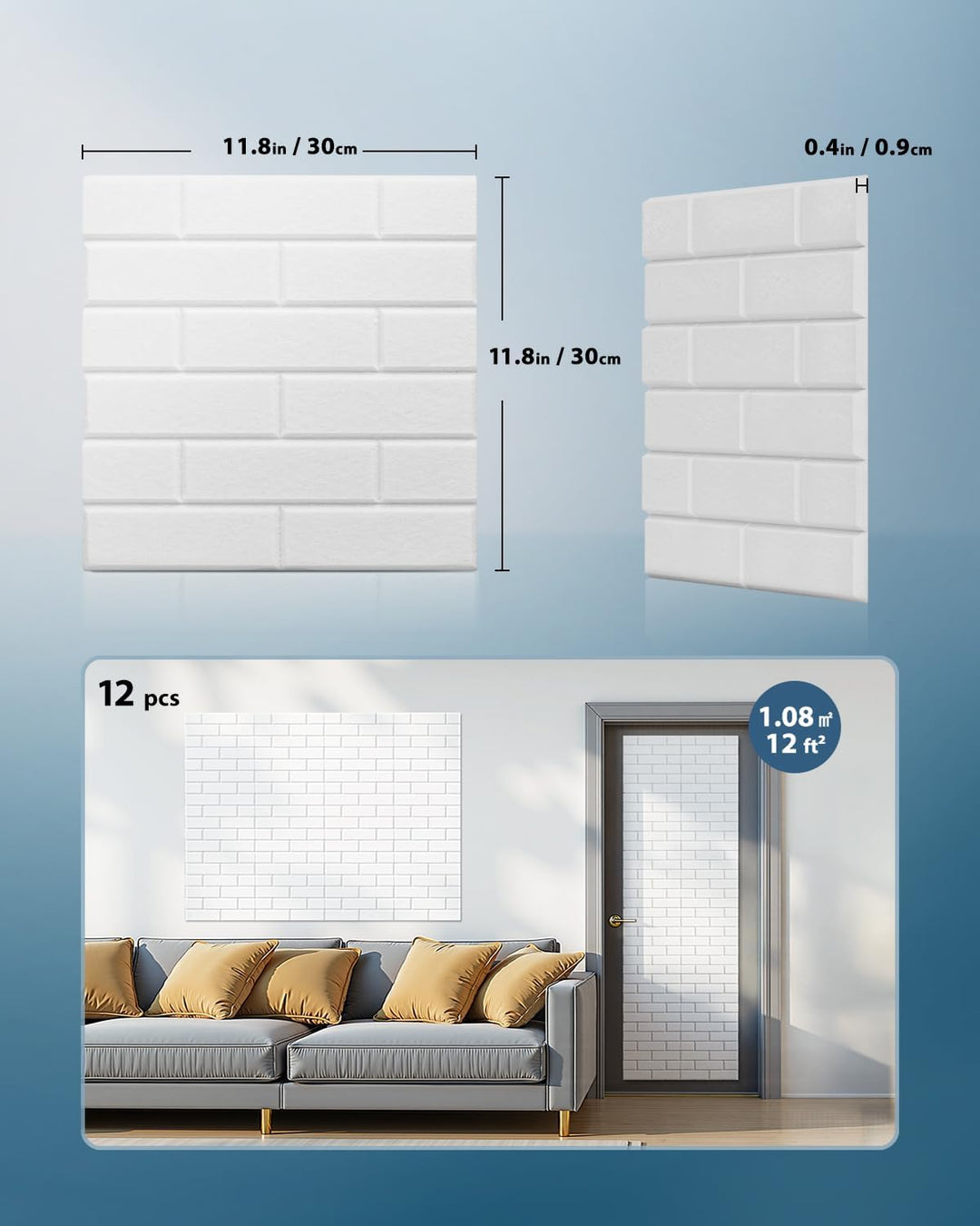 Akustikplatten Selbstklebend, 12 Stück Schallabsorber für Wand, Tür, Decke, Acoustic Panels, Studio,