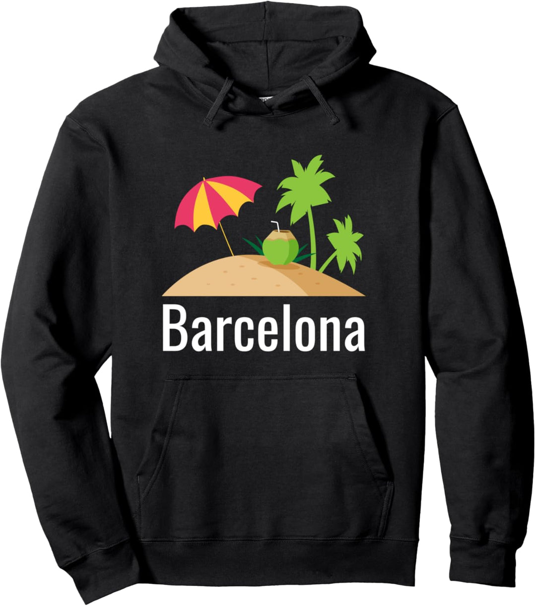 Barcelona Souvenir Strand Palme Familienurlaub Pullover Hoodie