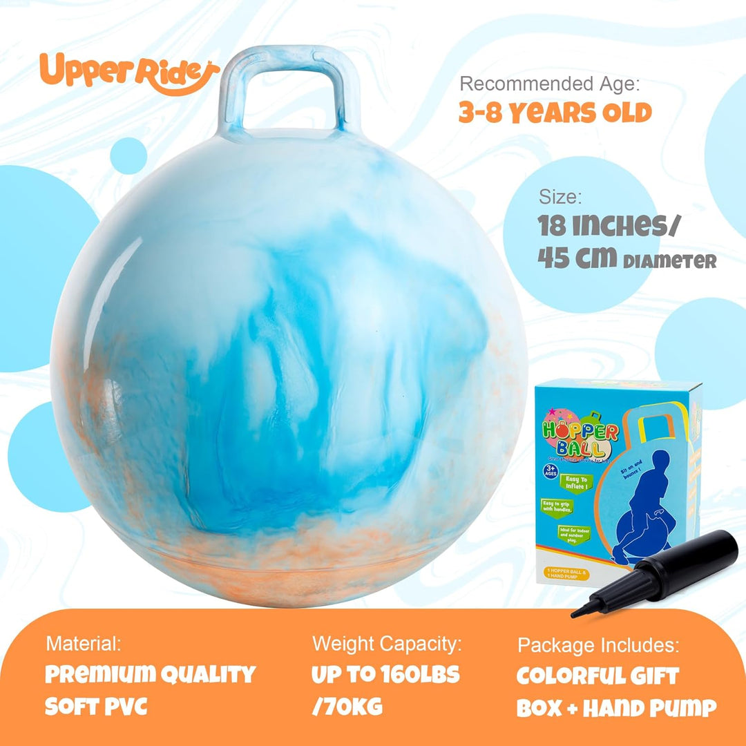 U&amp;C Planet Hüpfball Aufblasbarer Hopperbal mit Pumpe, 45 cm Hopper Ball für Kinder，max. Belastbarkei