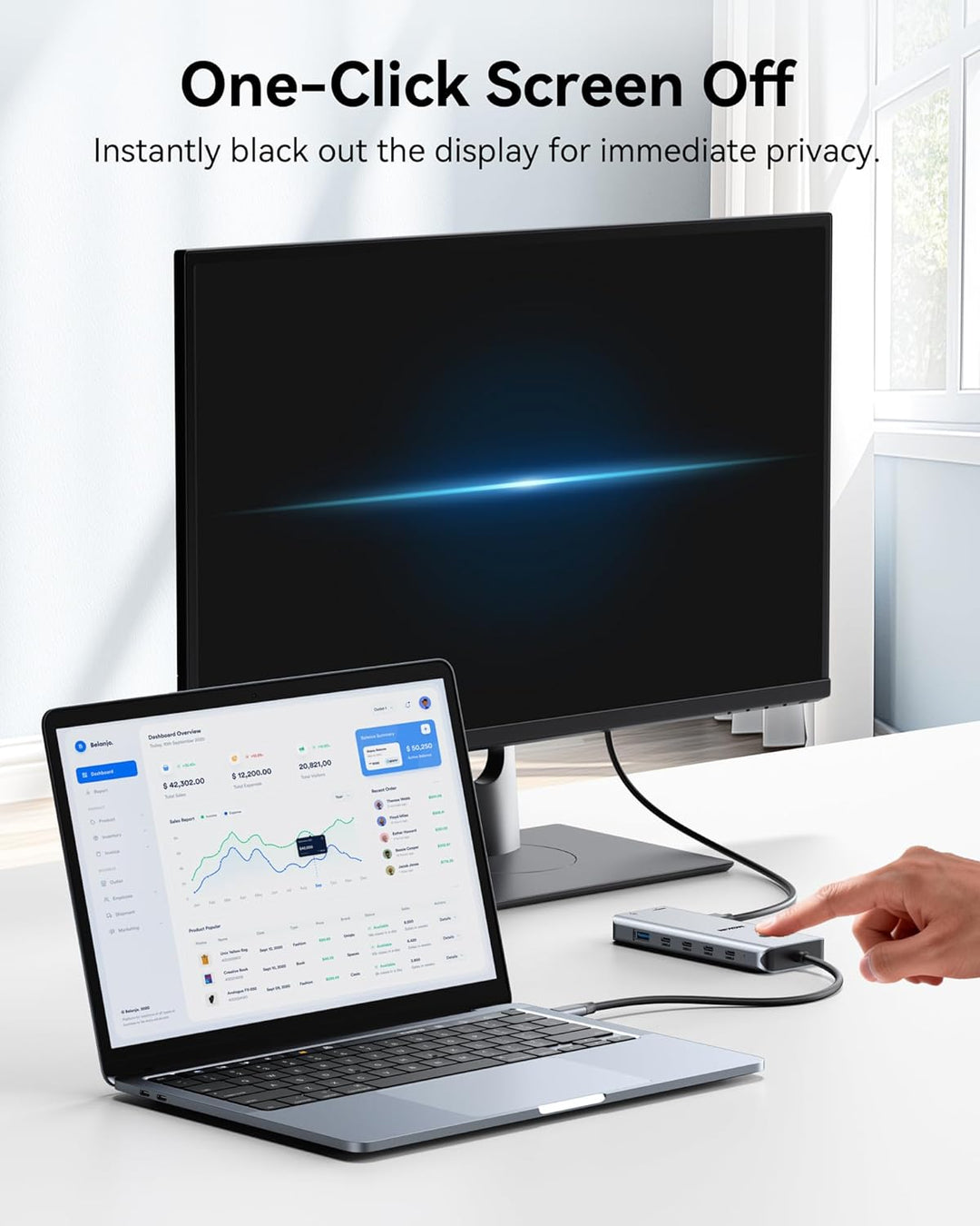 Laptop Docking Station Dual Monitor, USB C Hub mit 2 HDMI, RJ45 Ethernet, 5 Gbps USB C/A, 100W PD fü