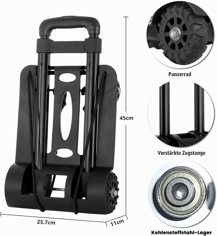 Meisax Mini Faltbare Sackkarre Klappbar Transportwagen 40KG Tragkraft, Leichte Klappbar Transportkar