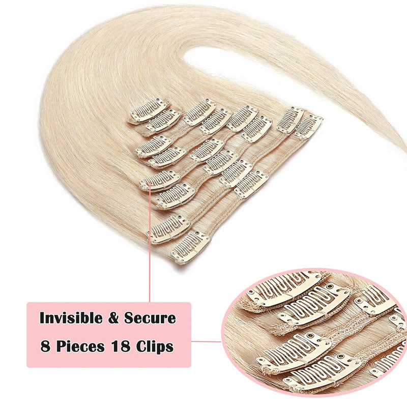 Real Remy Echthaar Extensions Clip In Extensions Echthaar Haarverlängerung 8pcs 18clips 75g-25cm (