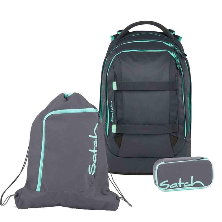 Satch Pack Schulrucksack Set 3tlg. inkl. Schlamperbox und Sportbeutel (Mint Phantom), Mint Phantom