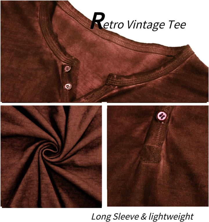 Henley Shirt Herren Langarm Langarmshirt Herren Longsleeve T Shirt Vintage Tshirt Baumwolle Longshir