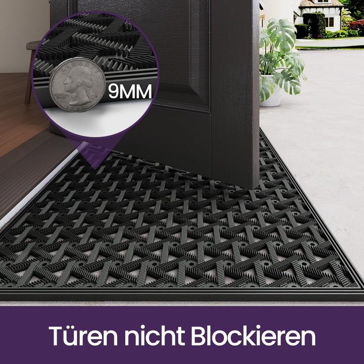 DEXI Fussmatte Aussen 48,5 x 75 cm, rutschfeste Schmutzfangmatte mit Drainagelöchern, Wasserdicht &