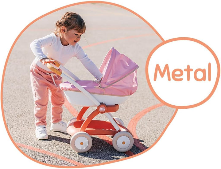 Smoby - Baby Nurse Puppenwagen für Puppen bis 42 cm (Puppe Nicht enthalten) - Abnehmbarer Korb, Meta