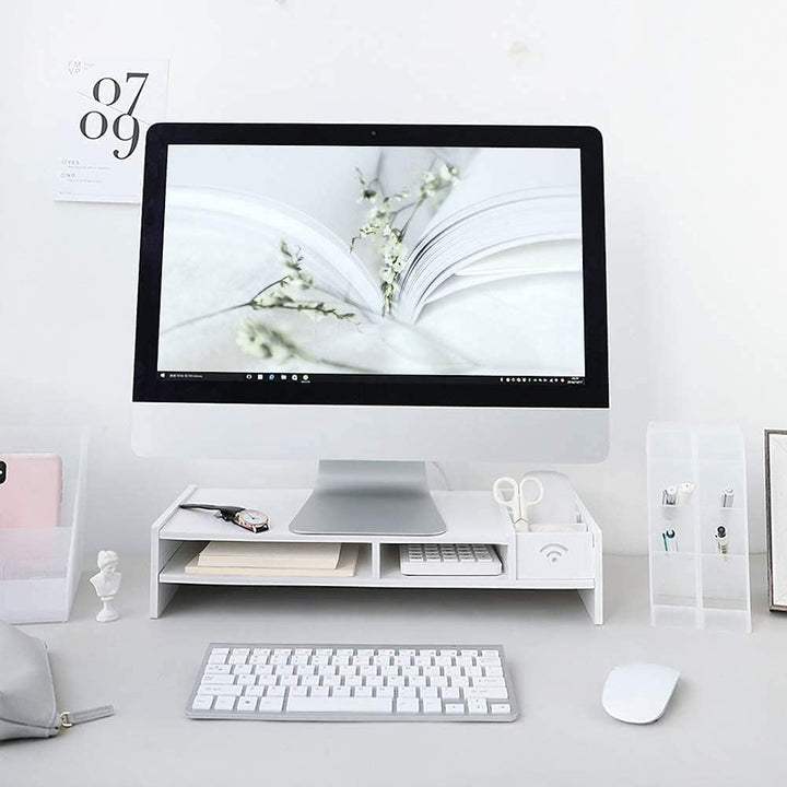 Ejoyous Monitorständer Monitor Riser, Desktop Riser Laptopständer mit Trennregal für Office Home Tab
