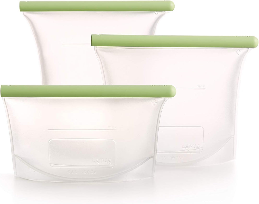 Lékué Silikonbeutel, 3er-Set, wiederverwendbar, grün Kit Grün, Kit Grün