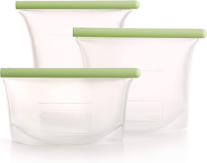 Lékué Silikonbeutel, 3er-Set, wiederverwendbar, grün Kit Grün, Kit Grün