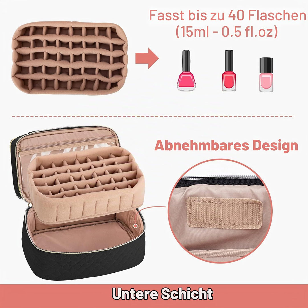 Yarwo Nagellack-Organizer, Reisetasche für Nagellack für 50 Flaschen (15 ml - 0,5 fl.oz) und UV-Nage