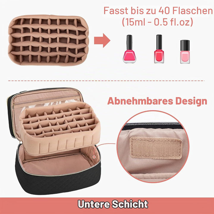 Yarwo Nagellack-Organizer, Reisetasche für Nagellack für 50 Flaschen (15 ml - 0,5 fl.oz) und UV-Nage