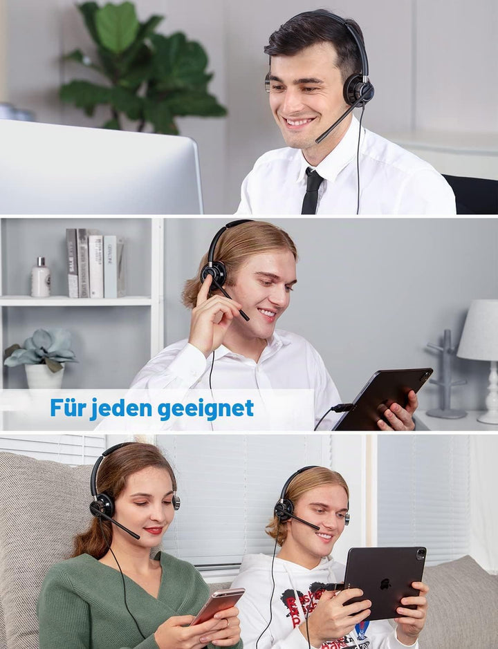 New Bee Headset PC Computer Headset mit Mikrofon Business Headsets USB Typ-C 3.5mm für Call Center O