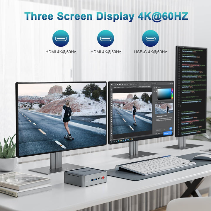 ALLIWAVA Mini PC AMD Ryzen 7 5800U (8C/16T bis zu 4,4 GHz) 32GB DDR4 1TB NVME SSD Mini Desktop Compu