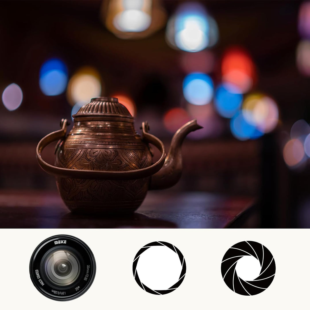 Meike 35mm f0.95 grosse Blende, manueller Fokus, kompatibel mit Panasonic Lumix M43 MFT Mount Digita