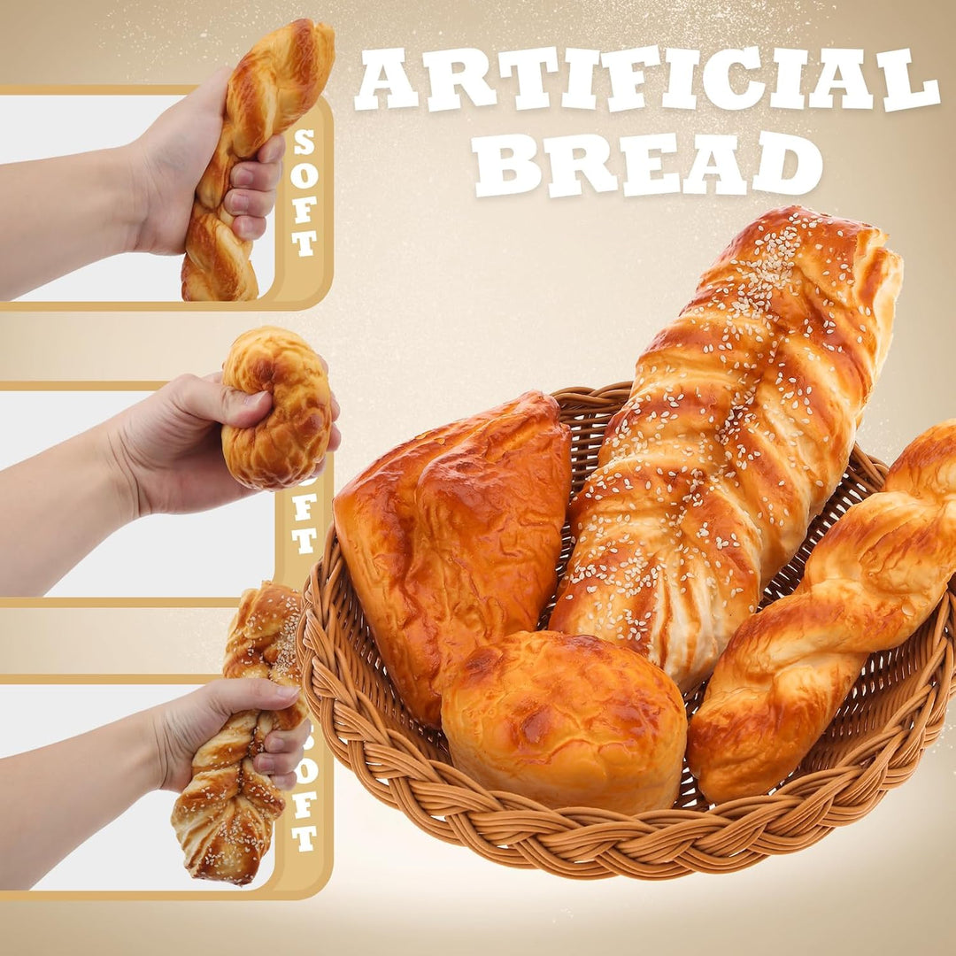 Gresorth 4 Stück Gefälschte Gross Meersamen Brot Satz Dekoration Künstliche Realistisch Drehung Brot