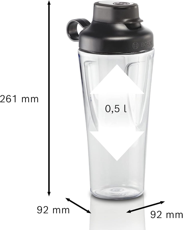 Bosch Standmixer VitaPower Serie 4 MMB6174S, 1200 W, silber & Bosch ToGo-Flasche MMZBT01B, Smoothie-